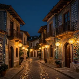 winding street at midnight in a very old very beautiful city by ford madox brown  and Nicholas Roerich and William Dyce, glowing paper lanterns, strong dramatic cinematic lighting , ornate tiled architecture, lost civilizations, smooth, sharp focus, extremely detailed