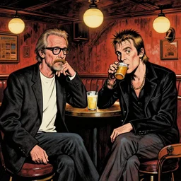 Tom Waits and Iggy Pop in a pub by Robert Crumb