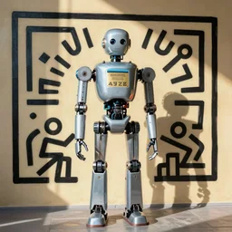 HDR robot painting by Keith Haring