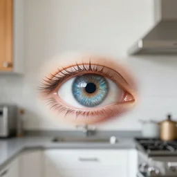 the eye that floats unblinking, in my kitchen