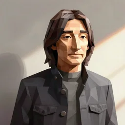low poly john lennon, artstation, detailed, sharp focus, digital painting