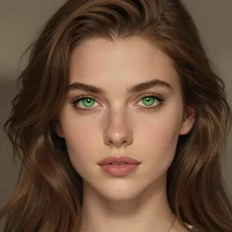 picture of a beautiful austrian woman with green eyes and brown hair, artstation, digital art, highy detailed
