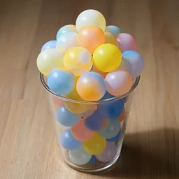 a thousand bouncy balls in a cup