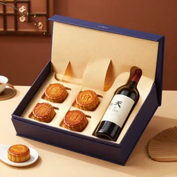 mooncake 🥮 with wine bottle gift box, gift box packaging by victo ngai, photography