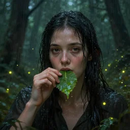 drinking from a leaf in the rain in the forest, fireflies, modded, 1 0 8 0 ti, detailed, centered, digital painting, artstation, concept art, donato giancola, joseph christian leyendecker, wlop, boris vallejo, breathtaking, 8 k resolution, extremely detailed, beautiful, establishing shot, artistic, hyperrealistic, beautiful face, octane render, cinematic lighting, dramatic lighting, masterpiece