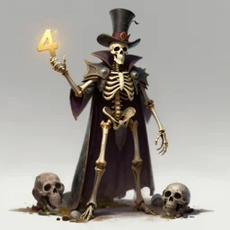 skeleton magician, 4 k, highly detailed, trending on artstation, digital art, fantasy cg illustration, character design