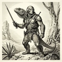 a lizardfolk pilot, lithography, by barclay shaw, kaja foglio, 2 0 megapixels