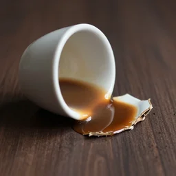an broken cup of coffee