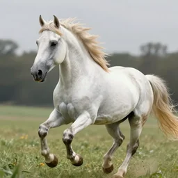 white horse with blond mane running in field background, highly detailed, digital painting, artstation, concept art, sharp focus, illustration, aleksi briclot, frank frazetta