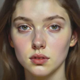 super close - up of a beautiful woman's face, morning, highly detailed, ultrarealistic oil painting, vladimir volegov, artstation