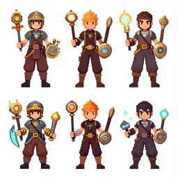 concept art for a magic mechanic, character design, artstation trending # pixelart