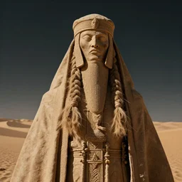 ancient god watches over desert, insane details, dark sky.