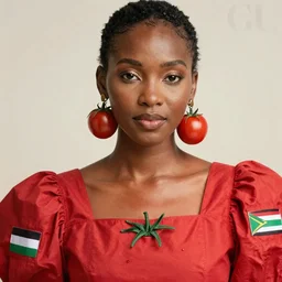 tomato earrings tomato dress, vogue africa kenya nigeria women's fashion beauty celebrity magazine, ilya kuvshinov, john singer sargent, impressionist oil painting, trending on artstation, intricate