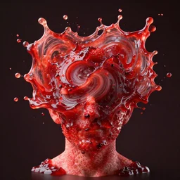 man's head made out of strawberry skin, head is exploding into a swirl of jam, jam swirl explosion : ornate, dynamic, particulate, intricate, elegant, highly detailed, centered, artstation, smooth, sharp focus, octane render