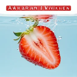 half cut strawberry, splash underwater! award winner photoshop edit, golden ratio