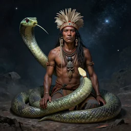 a cosmic serpent shaman in venezuela, by octavio ocampo, muted colors, highly detailed, cinematic, concept art