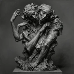 charcoal painting of a sculpture, distorted, abstract, creepy, intricate, elegant, highly detailed, ray tracing, digital painting, artstation, concept art, sharp focus, illustration, art by artgerm and greg rutkowski and alphonse mucha, 8 k