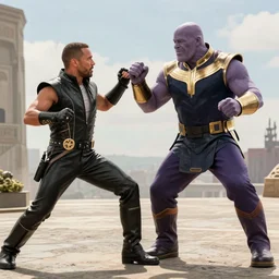 Chuck Norris fighting Thanos, Marvel film still