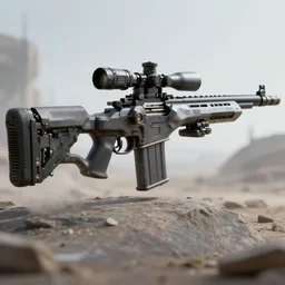 side view of a massive sci fi sniper rifle