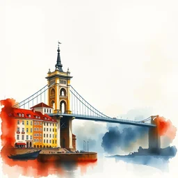 small centered on watercolor paper, paint brush strokes, abstract watercolor painting of porto, tall bridge, cinematic light, national romanticism by hans dahl, by jesper ejsing, by anders zorn, by greg rutkowski, by greg manchess, by tyler edlin