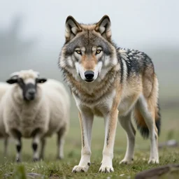 a wolf in sheeps'clothing, high quality realistic digital art