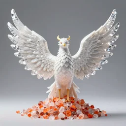 white phoenix orange pink salt crystals sharp detail 3d spread crystal wings render simple background graphic design fai khadra gaika style