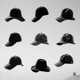 8 Flying hats, 8k UHD, Movie shot, black and white