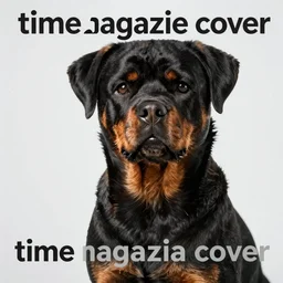 “Rottweiler with long drooping ears, high quality portrait, time magazine cover”
