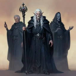 full character potrait of genetic combination between witch & elder lich & necromancer, holding a ceremonial staff, wearing a cloak, zdzislaw beksinski, lewis jones, dariusz zawadzki, wayne barlow, warhammer fantasy, cold hue's, warm tone gradient background, concept art, 4 k, ultra - high - definition