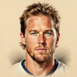 a caricature of tom brady's face, a pencil sketch by william stout, behance, hyperrealism, 2 d, hyper realism, sabattier filter