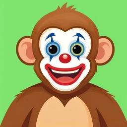 a vector based illustration of a grinning monkey with clown makeup, by sachin teng and loish, vibrant, vector art, award winning, stunning, trending on art station, highly detailed