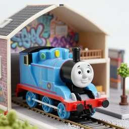 thomas the tank engine, graffiti dollhouse city