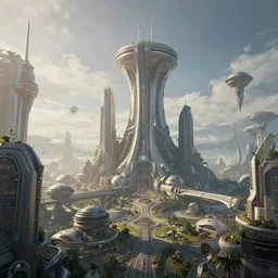 beautiful render of an alien technoworld cityscape, unreal engine, concept art, soft light, by andree wallin, cgsociety