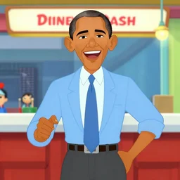 obama in diner dash. ingame screenshot