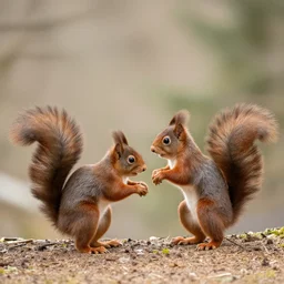red squirrels in a standoff