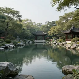 peaceful luxurious pond, matte painting, concept art, 4 k