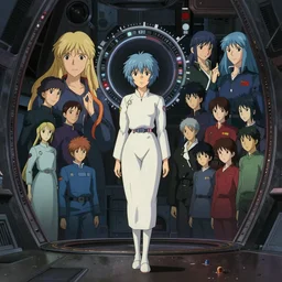 Rei Ayanami, female anime character, technological rings, inside a space station, shot from the ground by Yoshiyuki Sadamoto, environment concept, digital art, trending on artstation, low level, 4K UHD image, octane render, Howl's Moving Castle, tranquil divine observer Nymph by ismail inceoglu nicola  samori dragan bibin hans thoma greg rutkowski Alexandros Pyromallis Nekro Rene Margitte illustrated, official anime key media