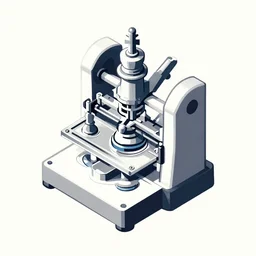 isometric screenprint of a chesspiece building machine