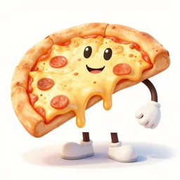 a Cartoon Pizza Character drooling cheese