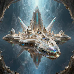 futuristic beautiful antic rich baroque space ship, JC park, Kezrek, Vincent Maréchal,Nicolas Bouvier, moebius, cinematic, highly detailed, mystical, opalescent, symmetry, symmetrical, photo realistic, mystical, opalescent, 3d, octane