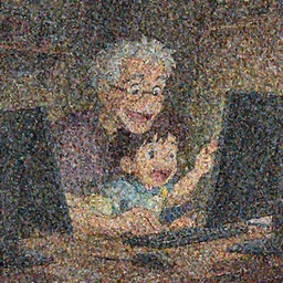 a wholesome illustration of an old man and his grandson generating art with Stable Diffusion on their computer, excited and happy, studio Ghibli, Pixar and Disney animation, sharp, Rendered in Redshift and Unreal Engine 5 by Greg Rutkowski, Bloom, dramatic lighting