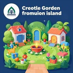 a creole garden from reunion island illustration by petros afshar, victor mosquera, kurzgesagt style. colourful 2 d cartoon, matte background, luminescent. behance contest winner