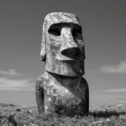 Gigachad as an Easter Island head, trending on artstation, unreal engine, artstationHQ, black and white