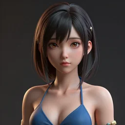 clothed, worksafe. cgsociety, by wlop, ilya kuvshinov, krenz cushart, greg rutkowski, trending on artstation. zbrush sculpt, octane, maya, houdini, vfx. close - up face of a cute anime japanese filipino italian girl wearing bikini. cinematic dramatic atmosphere, sharp focus, volumetric lighting.