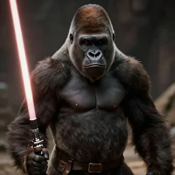 film still of a gorilla in star wars as luke skywalker