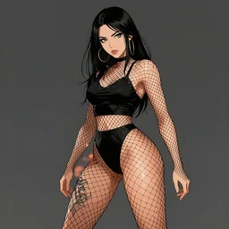 Tabaxi Rogue in Fishnets, digital artwork