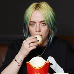 paparazzi photo of Billie Eilish eating an onion McDonalds