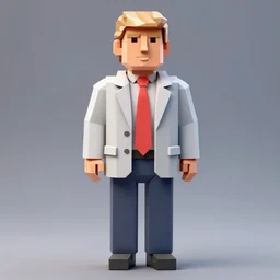 full body 3d model of trump, low polygon, ps1 graphics, sharp edges, bold lines