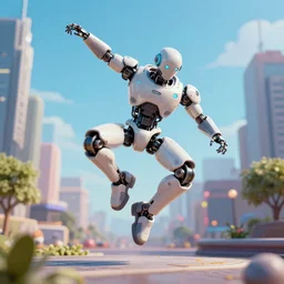 Cyberpunk robot doing parkour:: photorealistic:: 4K:: 3D