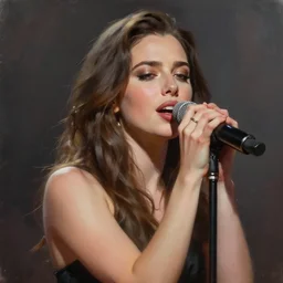 perfectly - portrait of a beautiful female singer character, intricate, highly detailed, digital painting, loose brush strokes, realistic shaded lighting, artstation, concept art, smooth, sharp focus, illustration, realism, oil painting, unreal engine 5, 8 k, art by sam spratt and peter mohrbacher